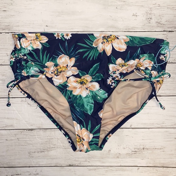 Kona Sol Other - Kona Sol Bikini Bottom Womens 16W 18W Navy Floral High Waist Swim Cheeky Plus
